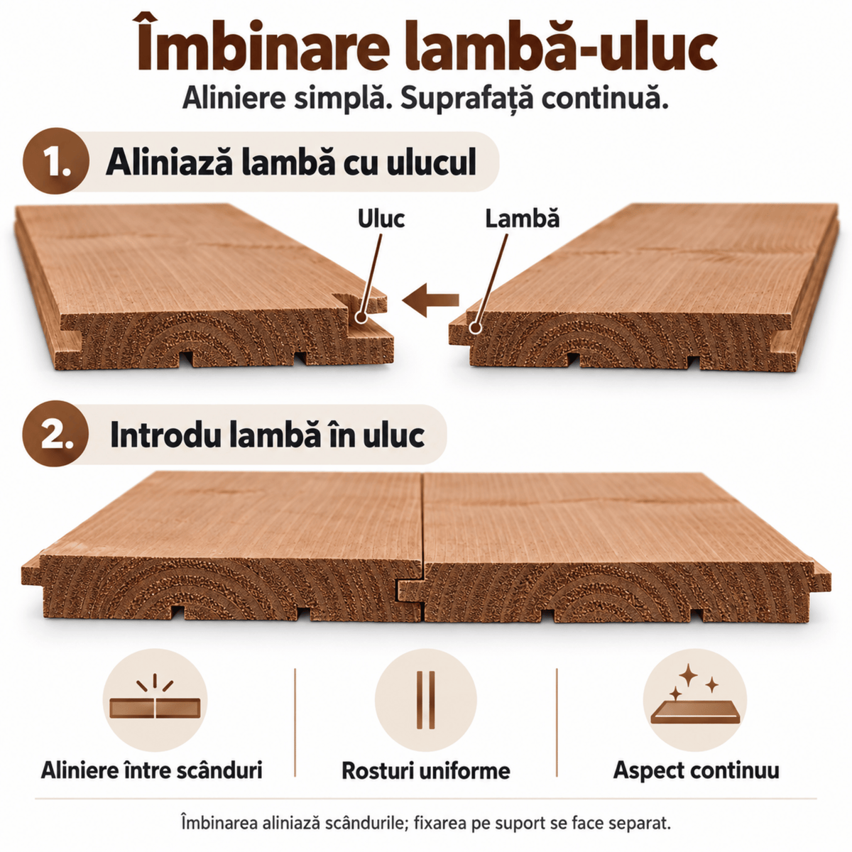 Lambriu din rasinoase cu imbinare lamba-uluc, 136 × 19 mm, pentru interior si exterior