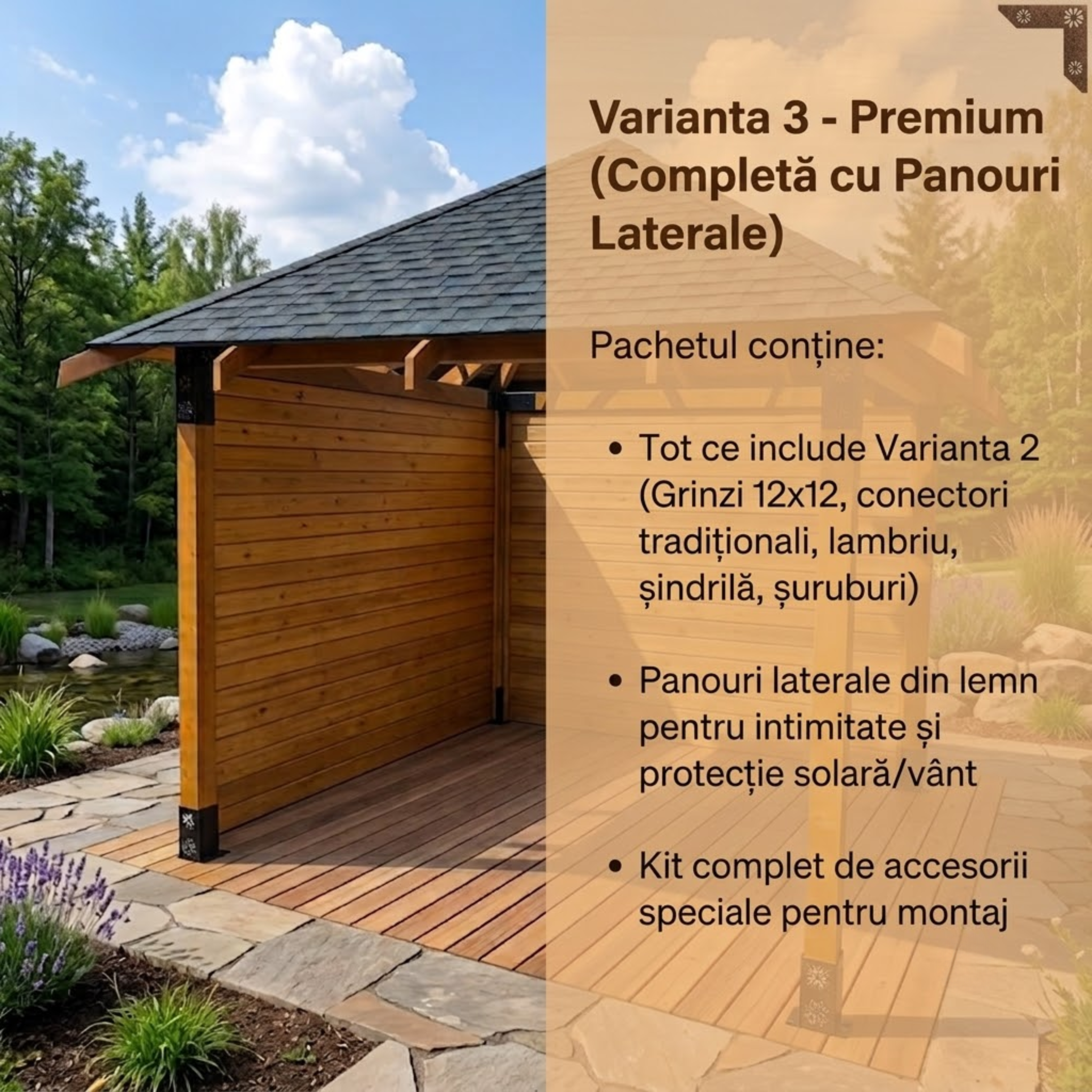 Foisor lemn Bucovina 3x3m - Premium