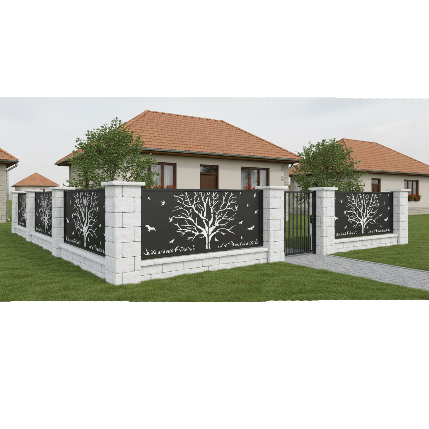 Panou de Gard Metalic debitat Laser cu modele, Labirinth