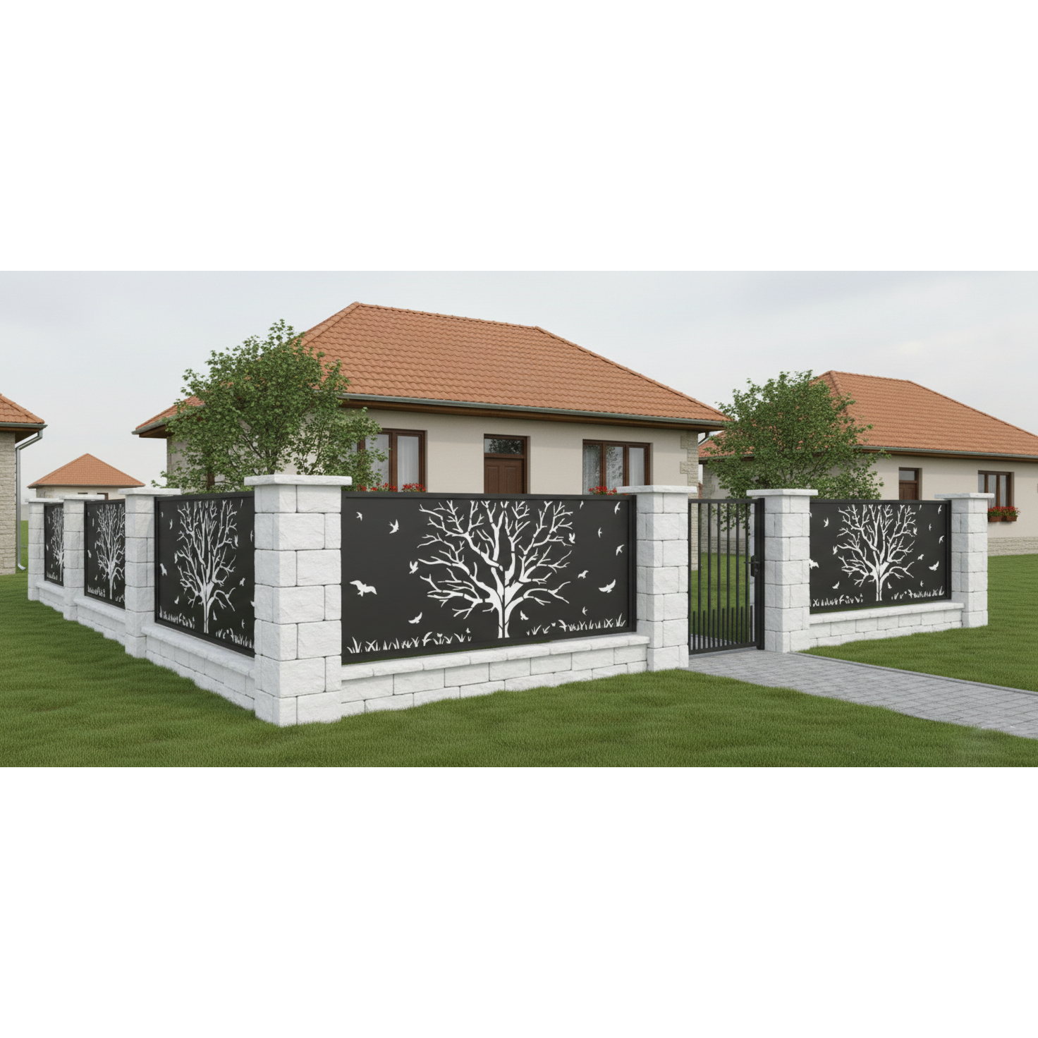 Panou de Gard Metalic debitat Laser cu modele, Labirinth